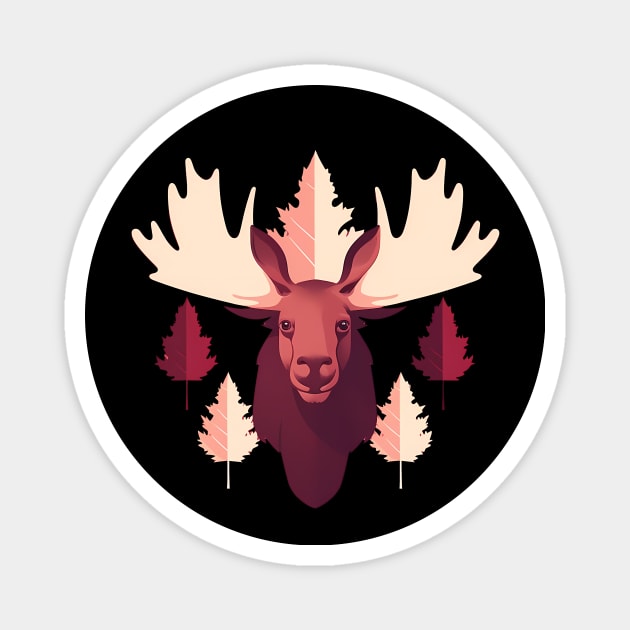 Moose with Maple leafs Canada Magnet by logiamerch
